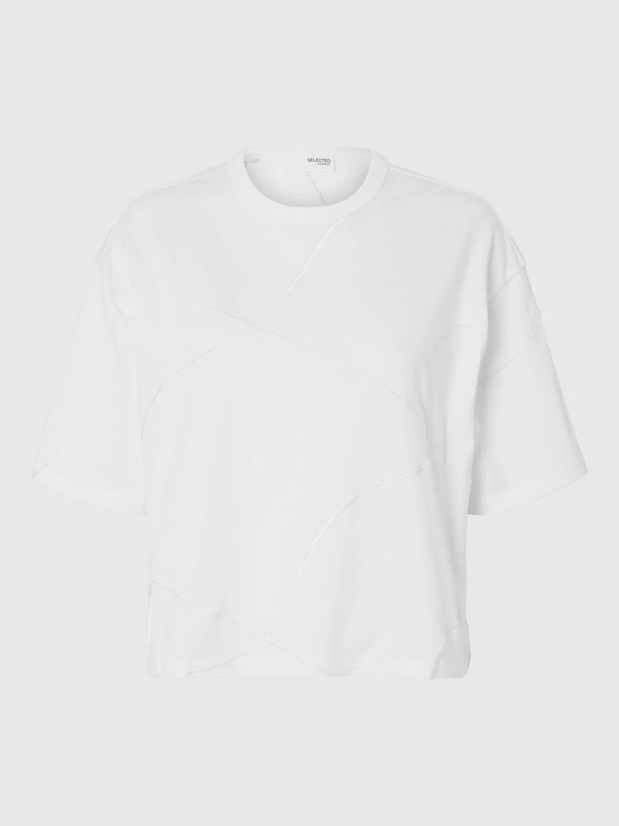 Selected Femme Penny Embroidered T-shirt - Snow White/Birch 3 Selected Femme Penny Embroidered T-shirt - Snow White/Birch