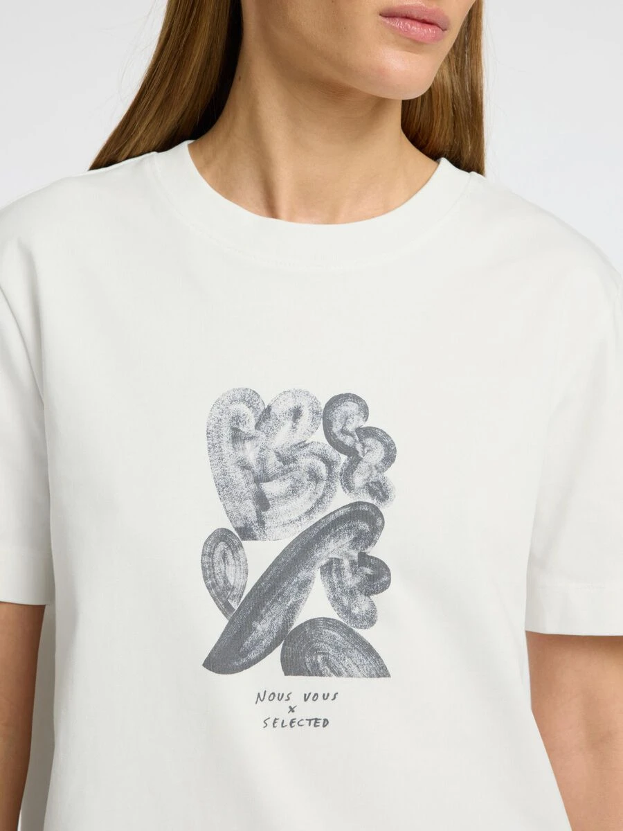 Selected Femme Essential Boxy Printed Ink T-Shirt - Snow White/Black 7 Selected Femme Essential Boxy Printed Ink T-Shirt - Snow White/Black - Image 5