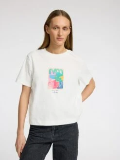Selected Femme Essential Boxy Printed T-Shirt - Snow White 13 Selected Femme Essential Boxy Printed T-Shirt - Snow White -Lulu&M 16097303 SnowWhite 1175728 008
