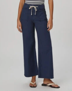 Paige Ari Wide Leg Tie Waist Jeans - Navy -Lulu&M 1G62M83 B954 02 jpg