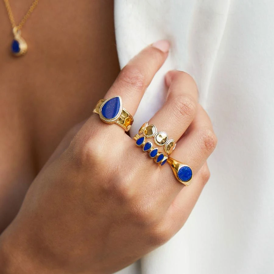 Anna Beck Lapis Hammered Drop Ring 4 Anna Beck Lapis Hammered Drop Ring - Image 2