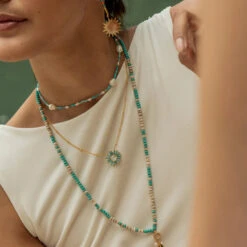Alternative view of Mishky Fringe Sun Small Necklace - Turquoise/Gold