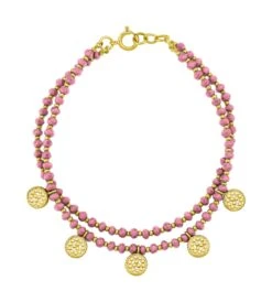 Anna Beck Beaded Bracelet - Pink Opal/Gold