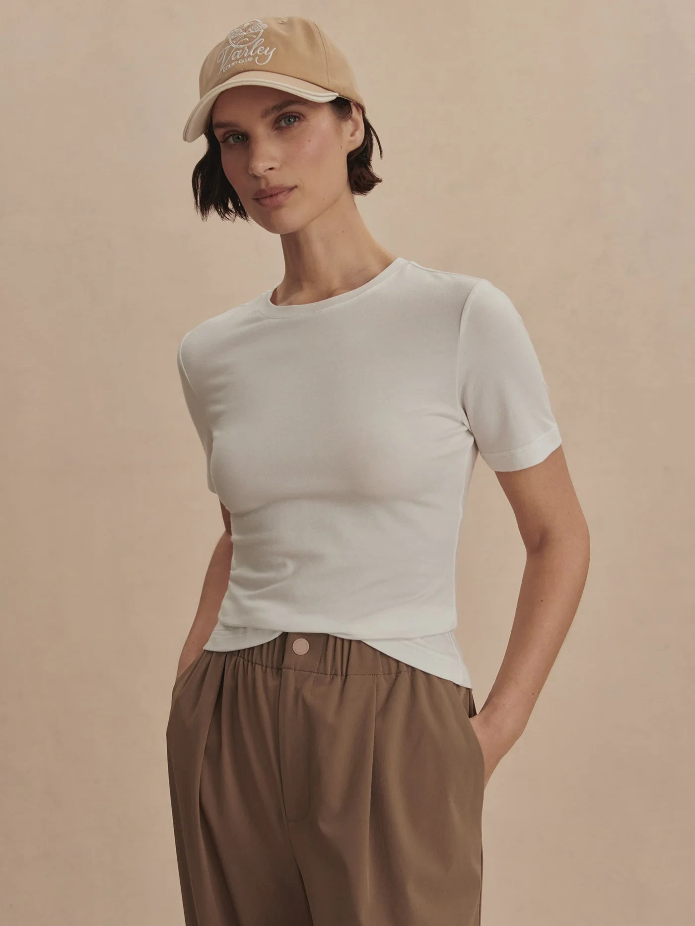 Varley Regina Fitted Tee - White 3 Varley Regina Fitted Tee - White