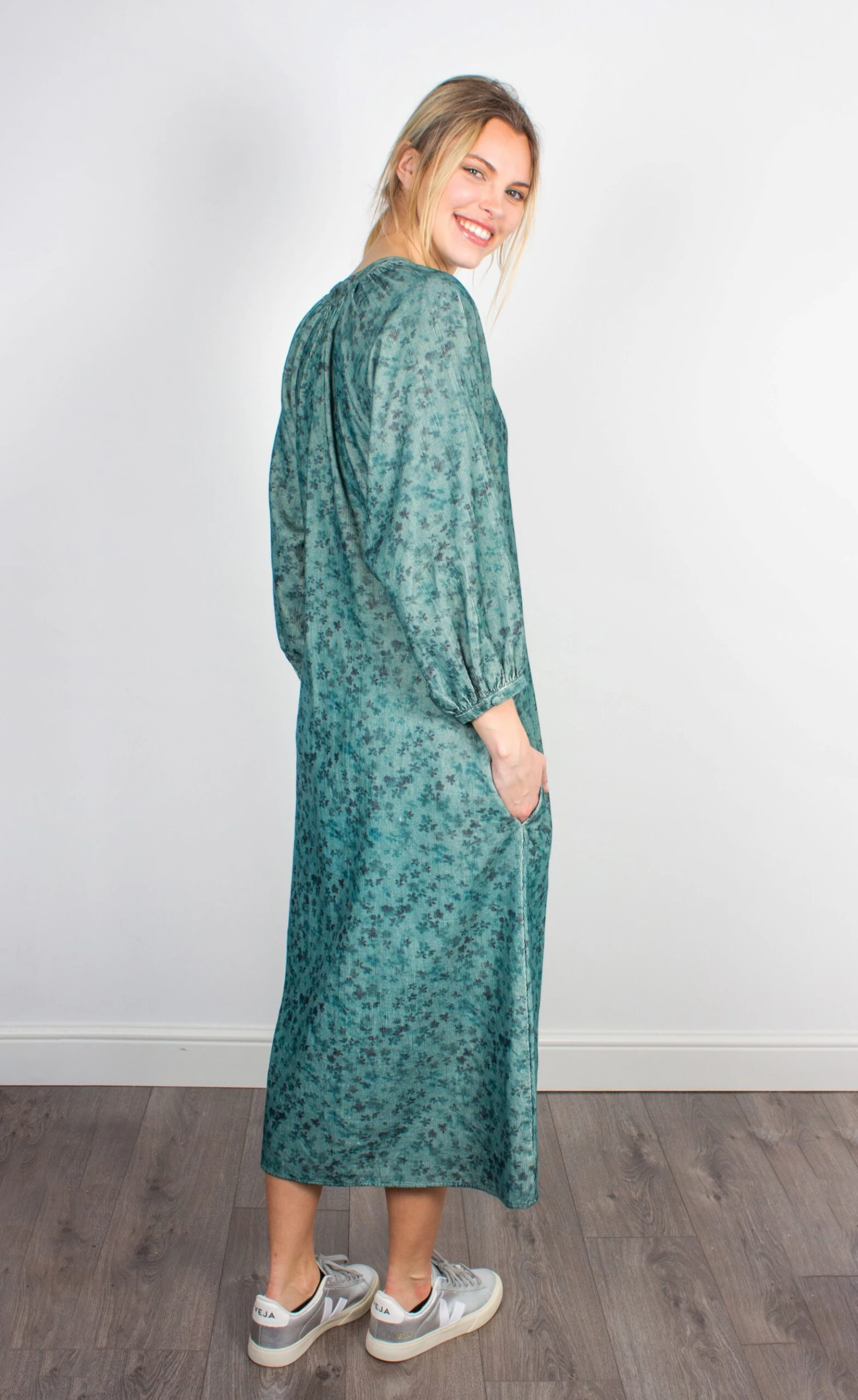 Primrose Park Zion Needle Cord Dress - Teal 5 Primrose Park Zion Needle Cord Dress - Teal - Image 3