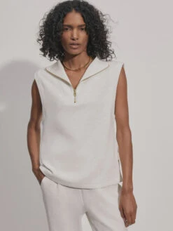 Varley Magnolia Half Zip Tank - Ivory Marl
