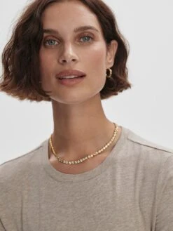 Alternative view of Varley Regina Fitted Tee - Taupe Marl