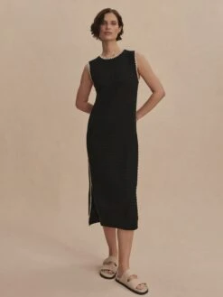 Varley Dwight Tank Knit Dress - Black/White