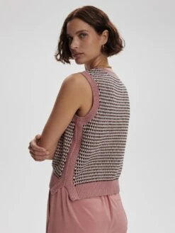 Varley Knowles Textured Knit Vest - Woodrose Multi Stitch -Lulu&M 722494f4fbcddec376297a509451128650a4e754 VAR02543 KNOWLES TEXTURED KNIT VEST WOODROSE MULTI STITCH 218.jpg 2