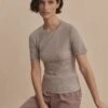 Varley Regina Fitted Tee - Taupe Marl 2 Varley Regina Fitted Tee - Taupe Marl -Lulu&M 8303a686a90b4aea24e6cc259b9b0985f514860d VAR02420 REGINA FITTED TEE TAUPE MARL 074 jpg
