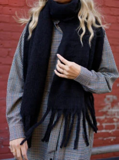 Alternative view of Black Colour Lorraine Soft Scarf - Black