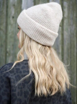 Alternative view of Black Colour Ginger Rib Hat - Natural