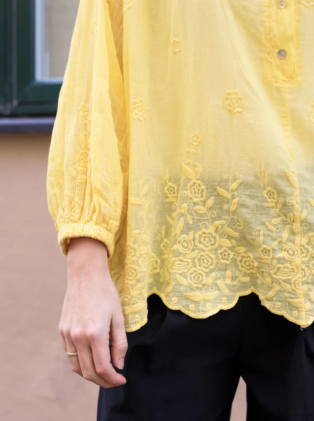 Black Colour Laura Blouse - Pastel Yellow 4 Black Colour Laura Blouse - Pastel Yellow - Image 2