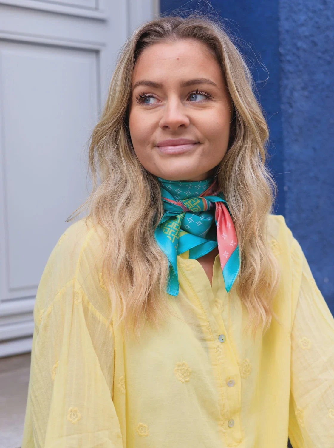 Black Colour Romina Mini Scarf - Green Multi 3 Black Colour Romina Mini Scarf - Green Multi