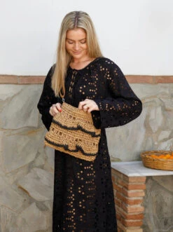 Alternative view of Black Colour Isla Boho Bag - Natural