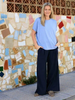 Alternative view of Black Colour Davina Wide Leg Pant - Navy