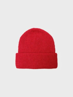 Black Colour Ginger Rib Hat - Red