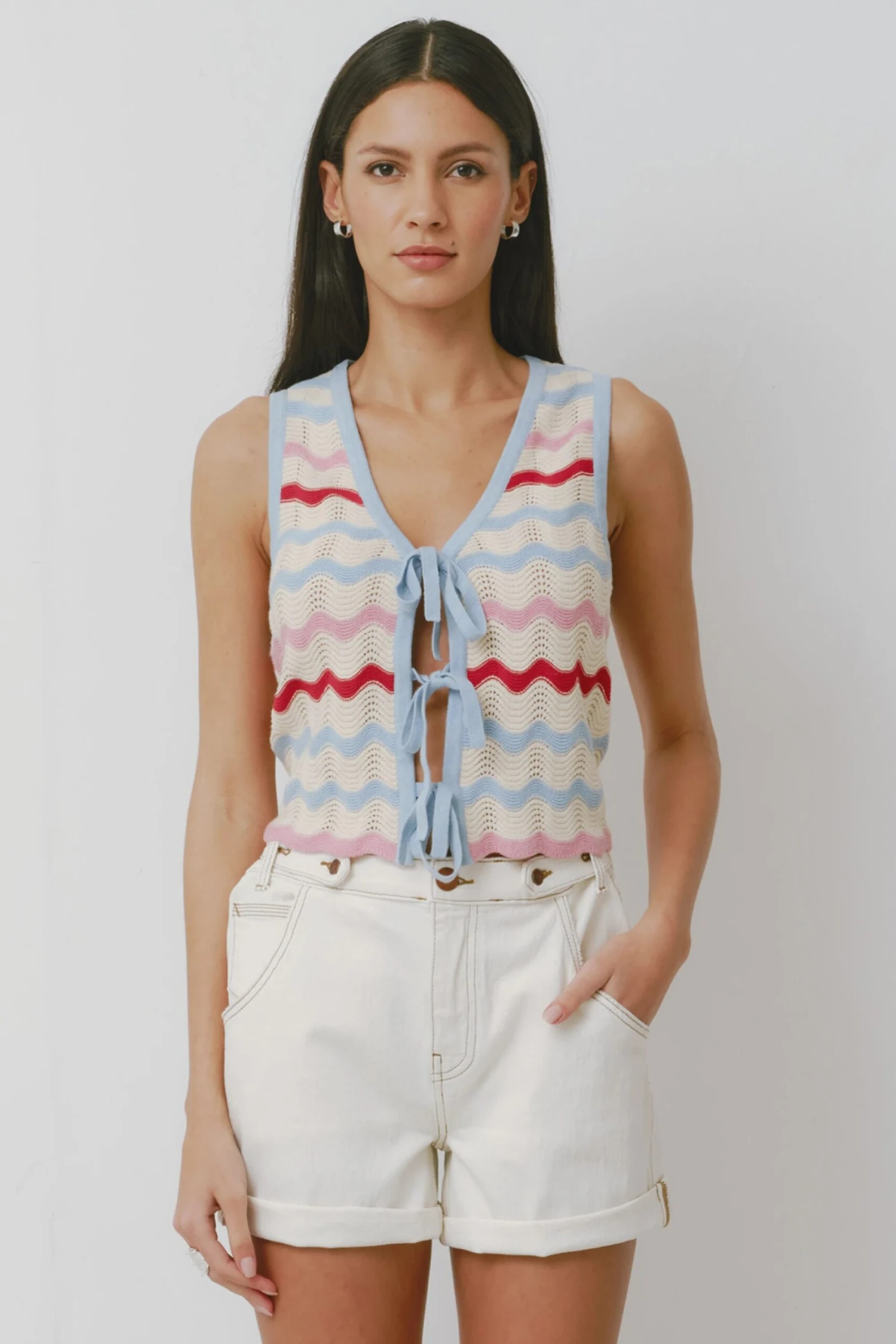 Seventy + Mochi Edie Tie Vest - Baby Blue Stripe 5 Seventy + Mochi Edie Tie Vest - Baby Blue Stripe - Image 3