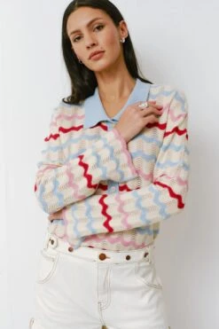 Seventy + Mochi Edie Henley Top - Baby Blue Stripe -Lulu&M Ali Tab Short 1478 jpg