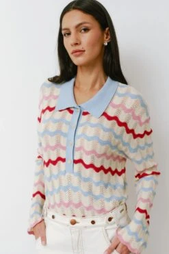 Seventy + Mochi Edie Henley Top - Baby Blue Stripe -Lulu&M Ali Tab Short 1482 jpg