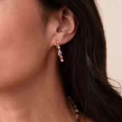Alternative view of Anna Beck Multi-Stone Hoop Earrings - Gold