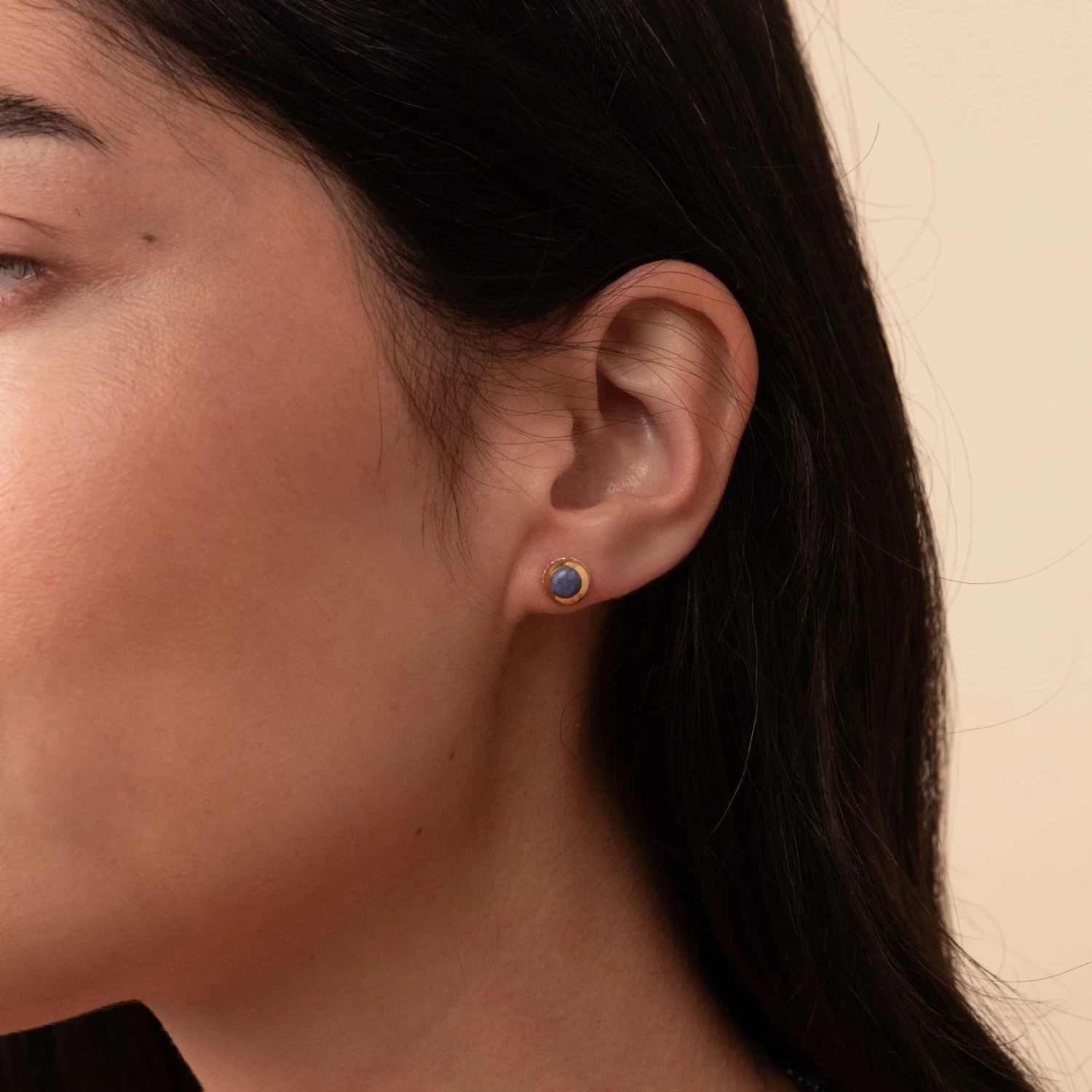 Anna Beck Dumortierite Stud Earrings - Gold 4 Anna Beck Dumortierite Stud Earrings - Gold - Image 2