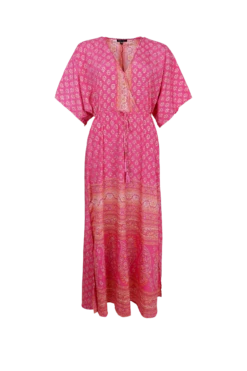 Black Colour Luna Long V-Neck Dress - Pink Empire