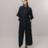 Emin + Paul Contrast Stitch Blouse - Navy 1 Emin + Paul Contrast Stitch Blouse - Navy -Lulu&M BL2904 NAVY PT3401 NAVY DETAIL 02