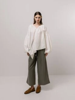 Emin + Paul Volume Sleeve Lace Blouse - White 16 Emin + Paul Volume Sleeve Lace Blouse - White -Lulu&M BL3303 WHITE DETAIL