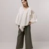 Emin + Paul Volume Sleeve Lace Blouse - White -Lulu&M BL3303 WHITE DETAIL 1