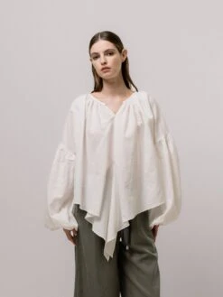 Emin + Paul Volume Sleeve Lace Blouse - White 13 Emin + Paul Volume Sleeve Lace Blouse - White -Lulu&M BL3303 WHITE DETAIL 2