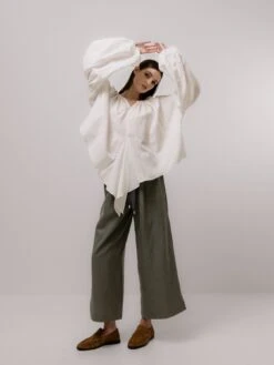 Emin + Paul Volume Sleeve Lace Blouse - White 15 Emin + Paul Volume Sleeve Lace Blouse - White -Lulu&M BL3303 WHITE DETAIL 4