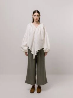 Emin + Paul Volume Sleeve Lace Blouse - White 19 Emin + Paul Volume Sleeve Lace Blouse - White -Lulu&M BL3303 WHITE FRONT