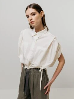 Emin + Paul Gathered Shirt Blouse - White