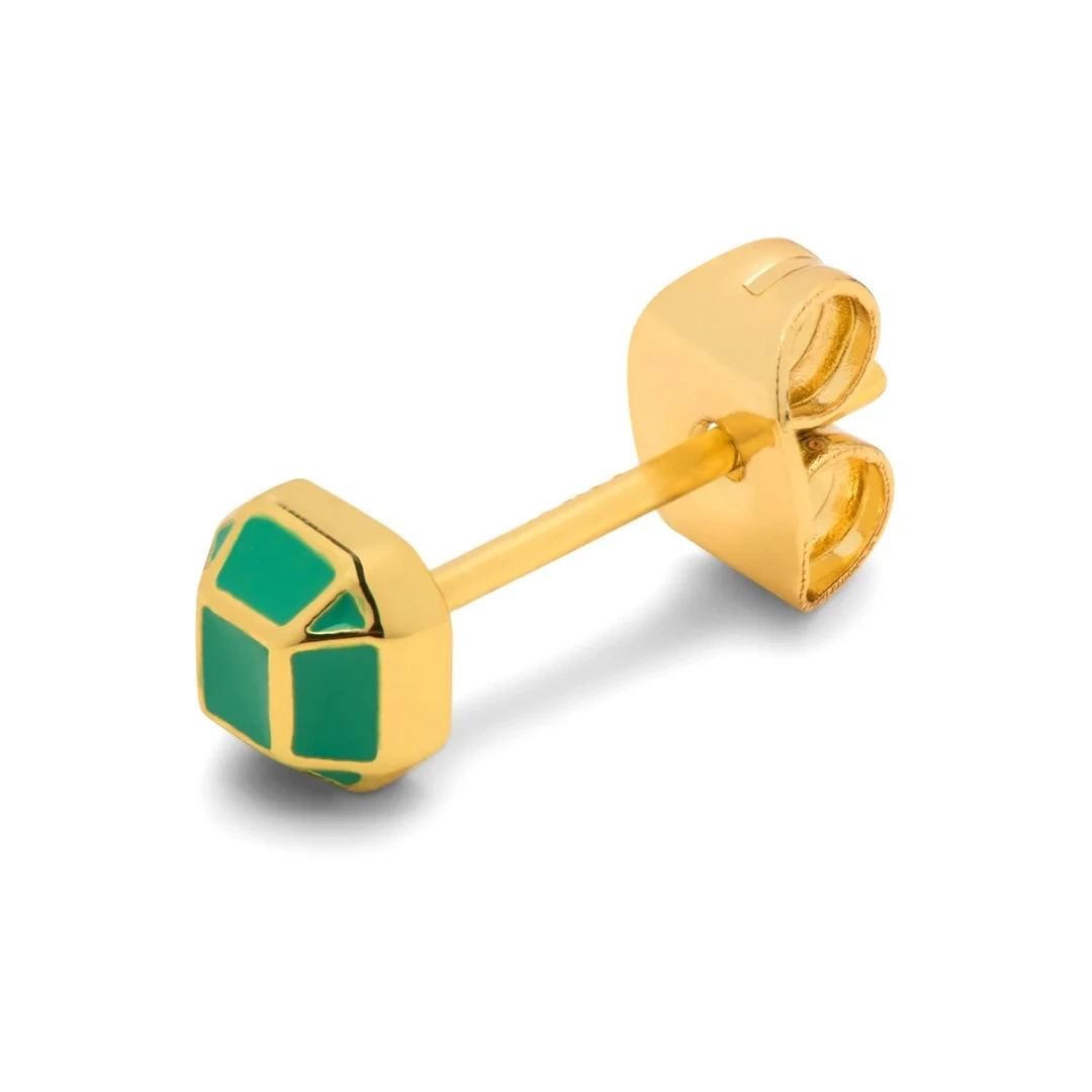 LULU Copenhagen Diamond Small Earring - Gold/Light Green 3 LULU Copenhagen Diamond Small Earring - Gold/Light Green