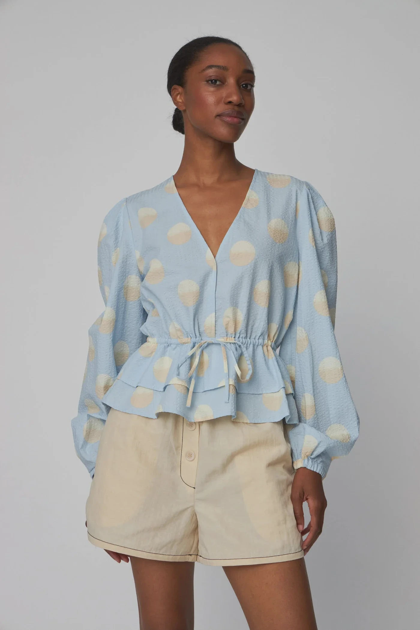 Stella Nova Big Dot Blouse - Light Blue 3 Stella Nova Big Dot Blouse - Light Blue