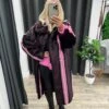 Jakke Kelly Faux Fur Coat - Burgundy Stripe -Lulu&M CBDB0755 2B23 4B83 81C5 BC911AD4DD17