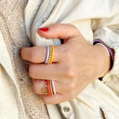 Alternative view of LULU Copenhagen Colourful Enamel Ring - Yellow