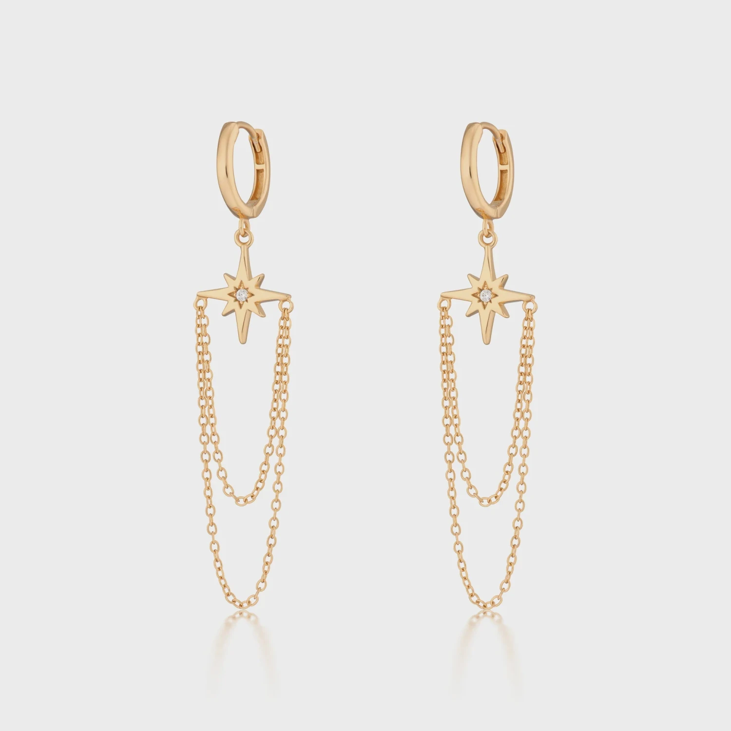 Scream Pretty Chain Drop Hoop Earrings - Gold Plated 4 Scream Pretty Chain Drop Hoop Earrings - Gold Plated - Image 2