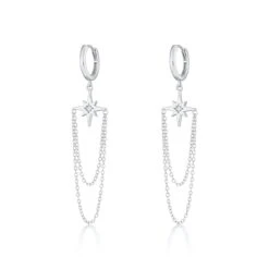 Alternative view of Scream Pretty Chain Drop Hoop Earrings - Sterling Silver