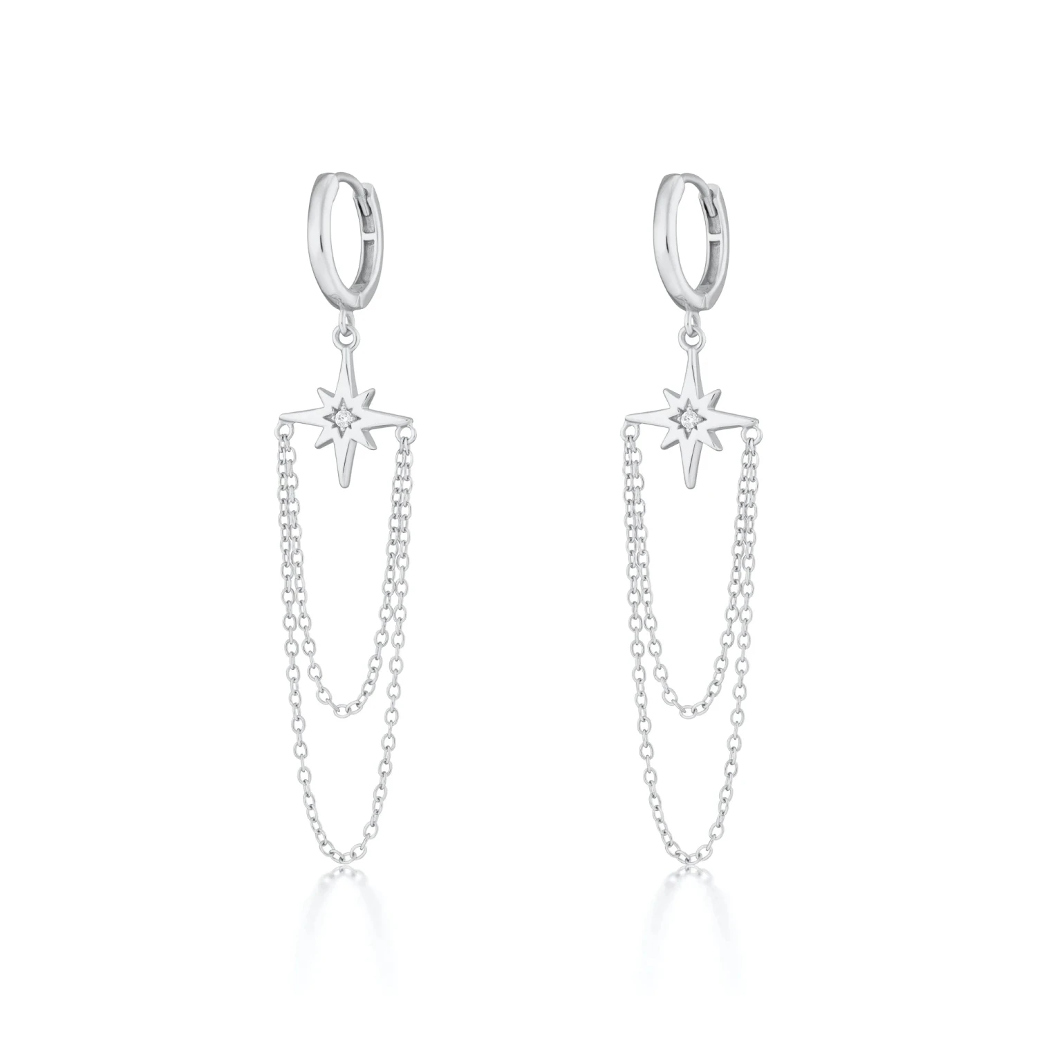Scream Pretty Chain Drop Hoop Earrings - Sterling Silver 4 Scream Pretty Chain Drop Hoop Earrings - Sterling Silver - Image 2