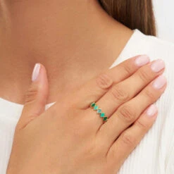 Alternative view of LULU Copenhagen Confetti Ring - Gold Plated/Green