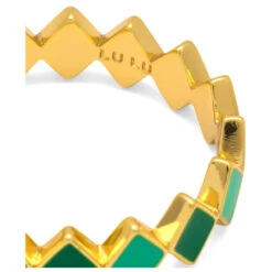 LULU Copenhagen Confetti Ring - Gold Plated/Green -Lulu&M Confetti Ring gold plated Rings LULU1530 Green 3 jpg