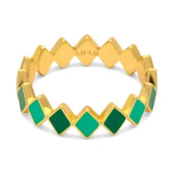 LULU Copenhagen Confetti Ring - Gold Plated/Green -Lulu&M Confetti Ring gold plated Rings LULU1530 Green jpg