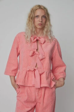 Stella Nova Corduroy Bow Blouse - Amazing Pink
