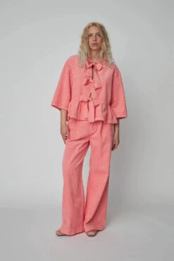 Stella Nova Corduroy Bow Blouse - Amazing Pink -Lulu&M Corduroy Bow Blouse Blouse WI51 2097 567 Amazing Pink jpg