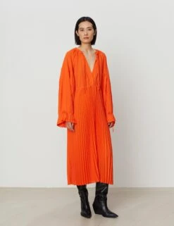 Alternative view of DAY Birger Et Mikkelson Leighton Solid Plissé Dress - Flame