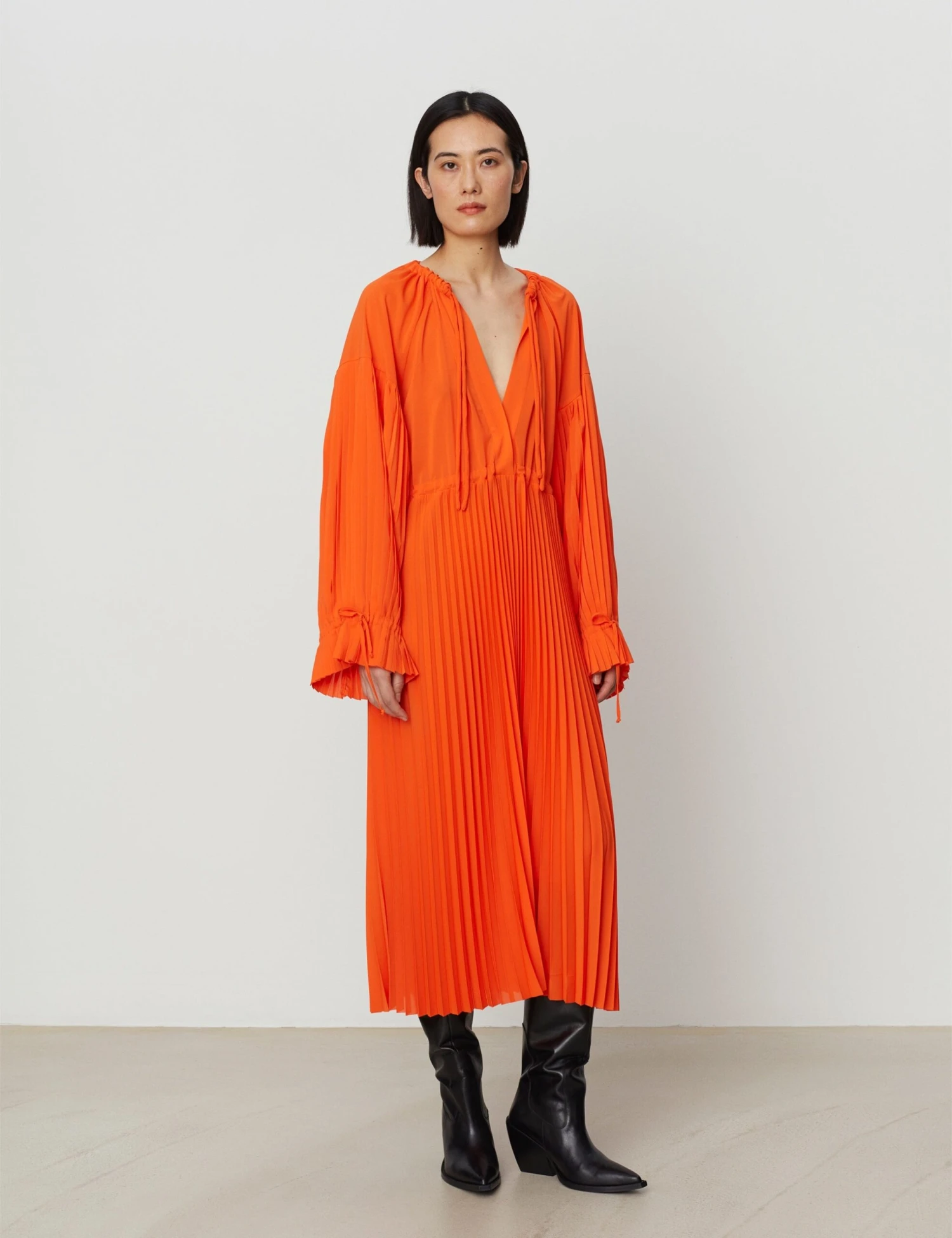 DAY Birger Et Mikkelson Leighton Solid Plissé Dress - Flame 4 DAY Birger Et Mikkelson Leighton Solid Plissé Dress - Flame - Image 2