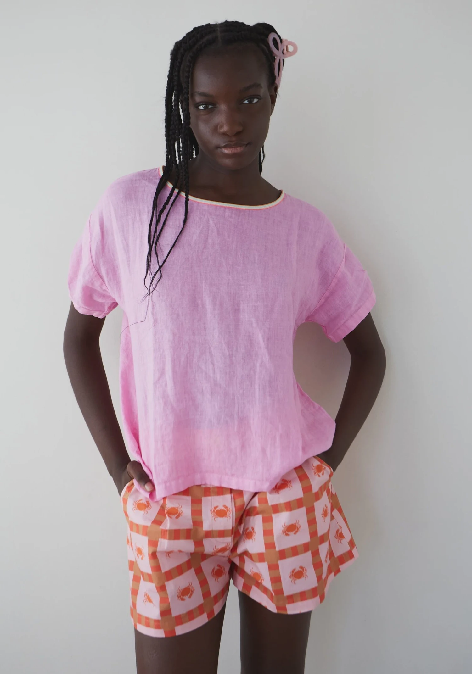 Dr Bloom Flake Linen Top - Pink 3 Dr Bloom Flake Linen Top - Pink