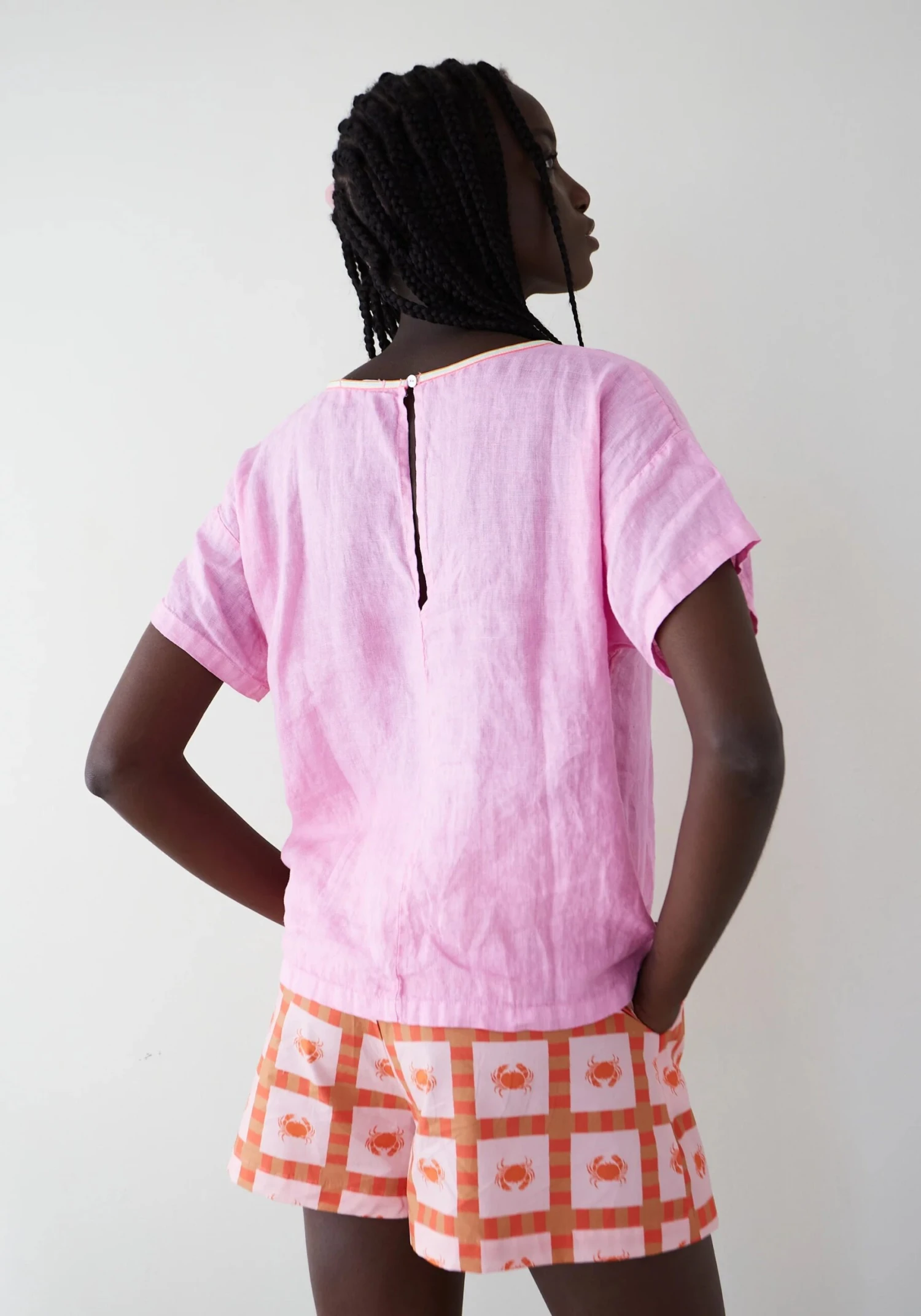 Dr Bloom Flake Linen Top - Pink 4 Dr Bloom Flake Linen Top - Pink - Image 2